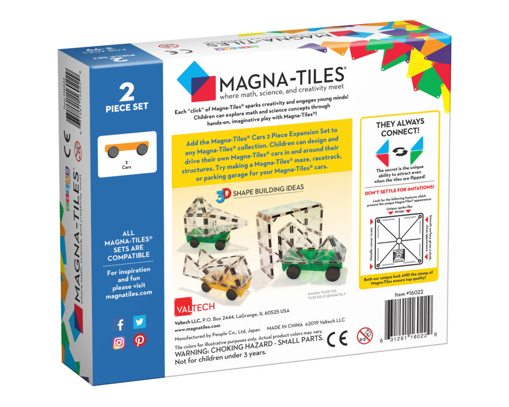 Magna Tiles - 2 stuks Cars Auto's Clear Colors - Constructiespeelgoed