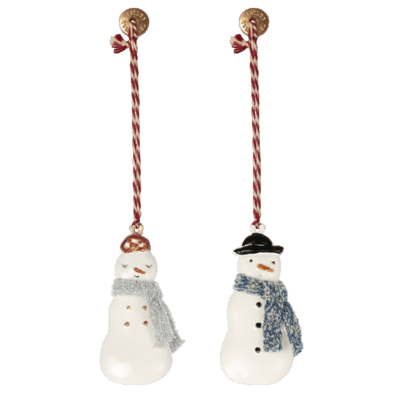 Maileg - 2 ornamenten voor in kerstboom Sneeuwpoppen - 10 cm