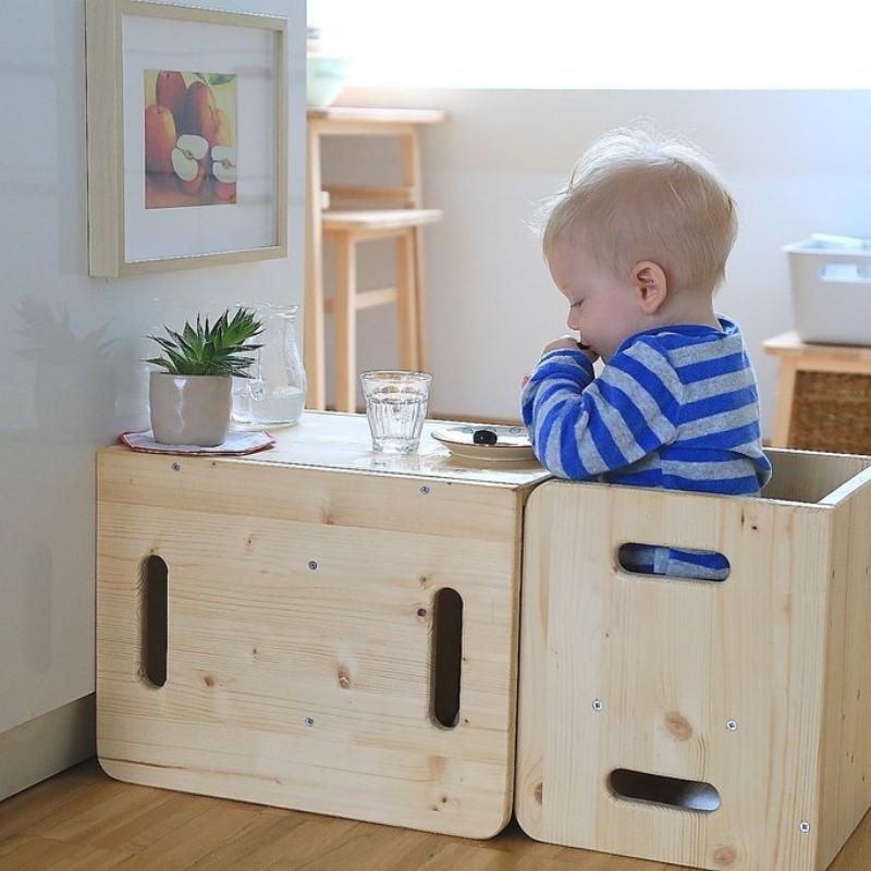 Montessori tafel en stoel (0-3 jaar) kubus