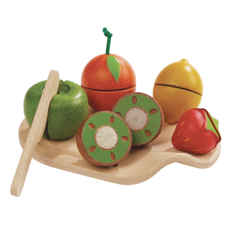 Plan Toys - Houten Fruit set met mes en snijplank
