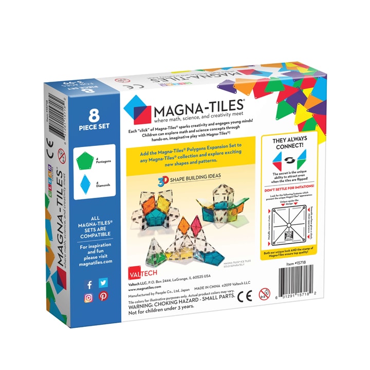 Magna Tiles - 8 stuks Polygons Clear Colors - Constructiespeelgoed