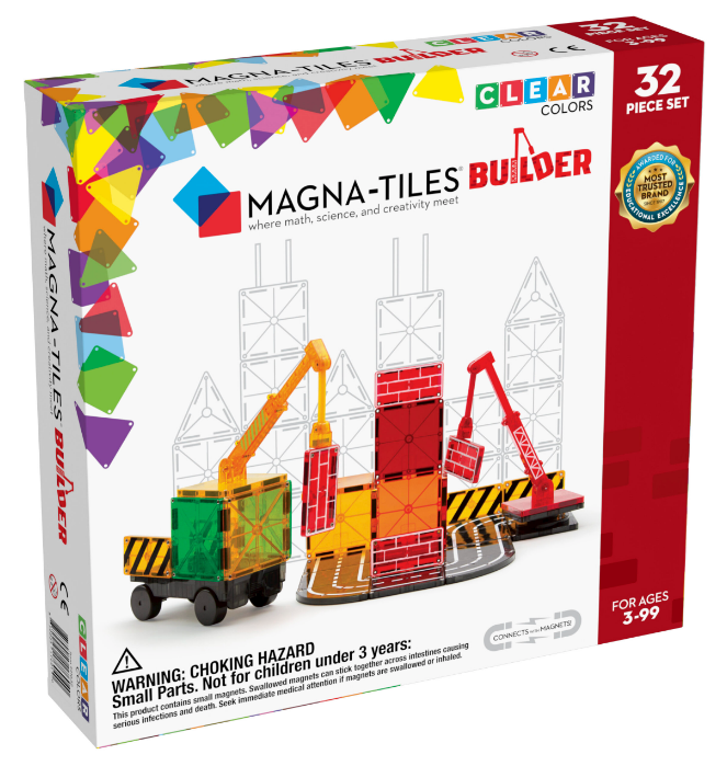Magna Tiles - Builder Bouwplaats Set - Magnetisch Speelgoed 32st
