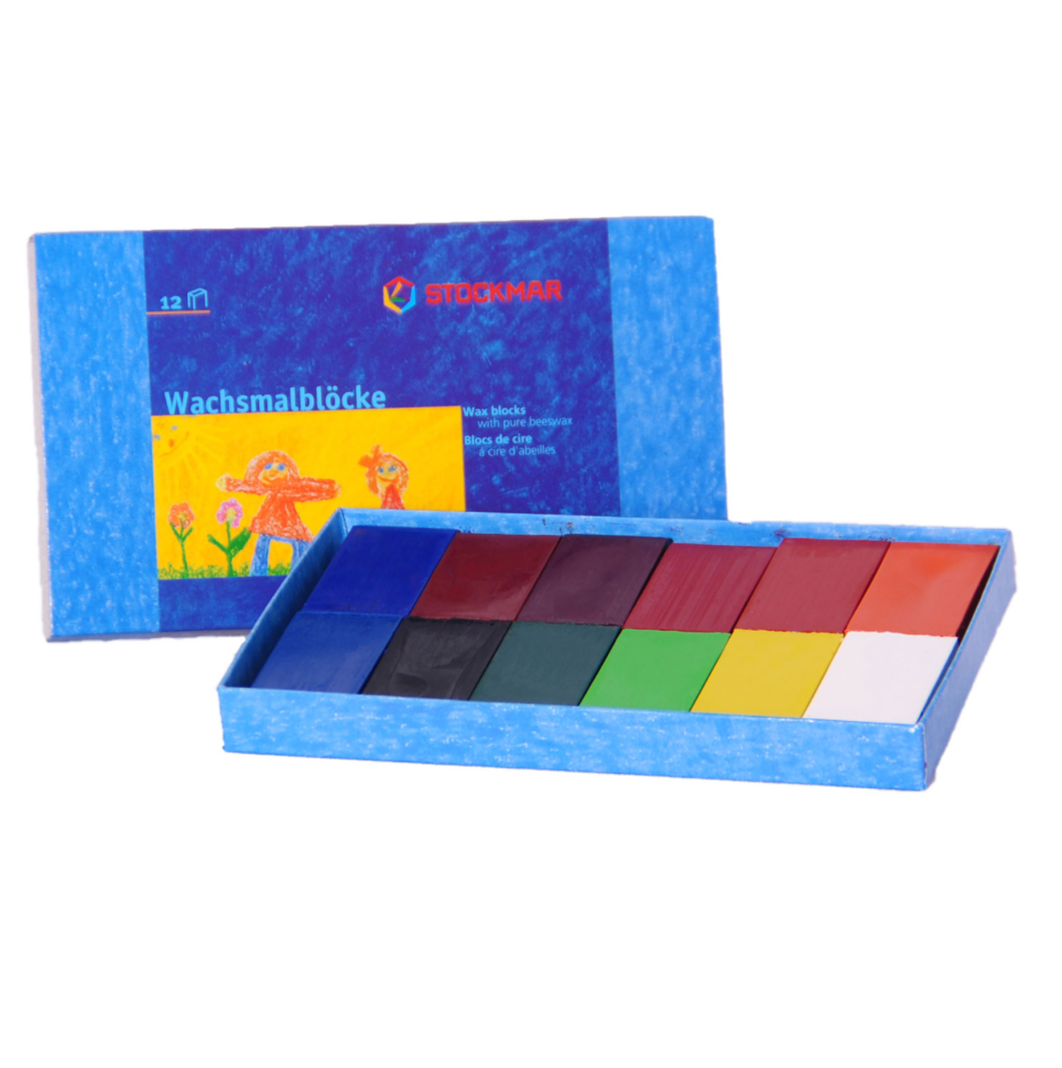 Stockmar - 12 (bijenwas)krijtjes-blokjes in kartonnen doosje