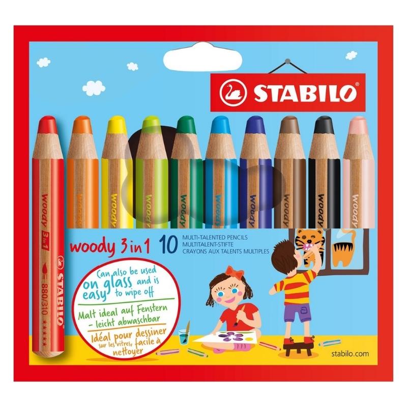 Woody 3-in-1 Kinder Kleurpotloden - Stabilo - 10 stuks