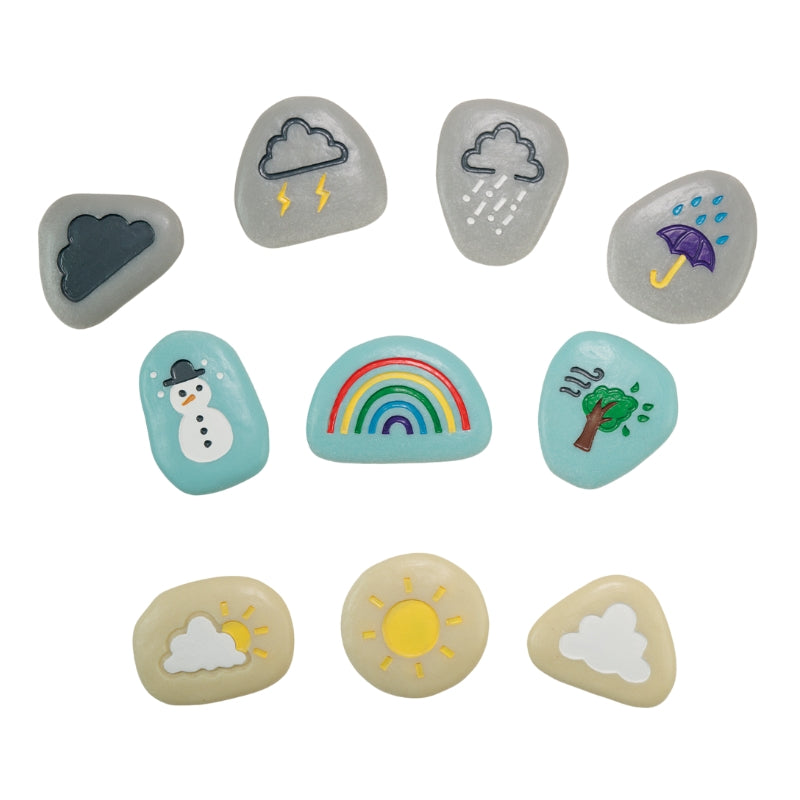 Sensorische stenen met weerssymbolen 10 stuks - Yellow Door