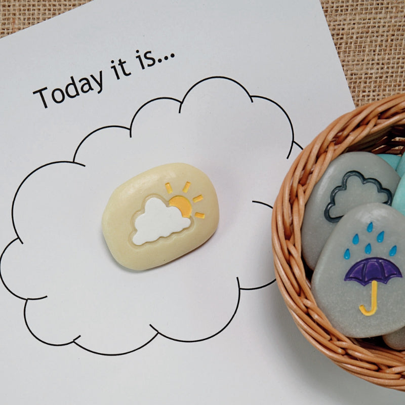 Sensorische stenen met weerssymbolen 10 stuks - Yellow Door