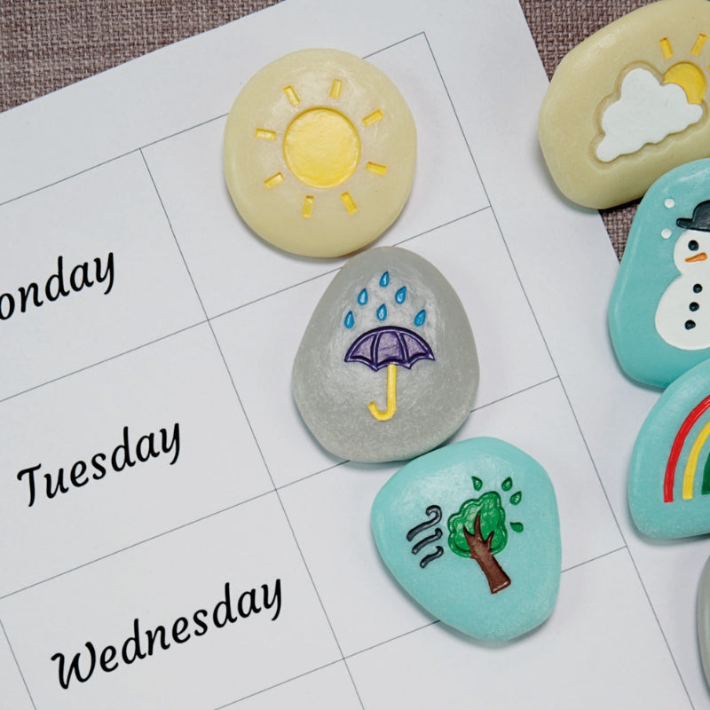 Sensorische stenen met weerssymbolen 10 stuks - Yellow Door