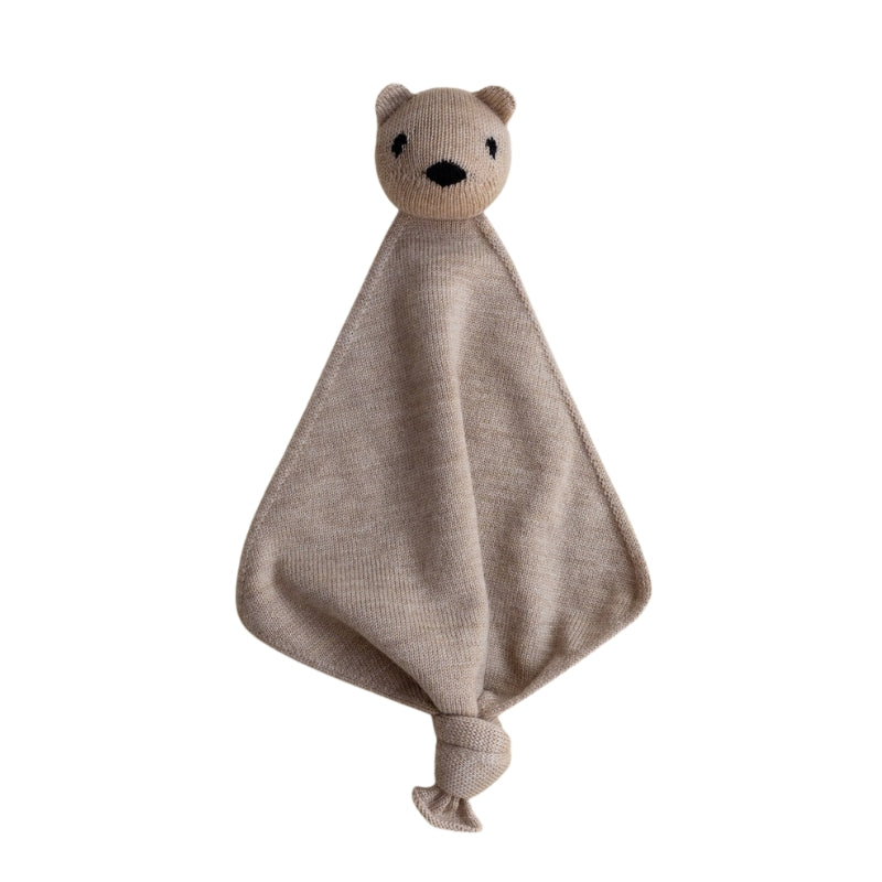 Hvid - Teddy Tokki knuffeldoekje - 100% merinowol - Sand