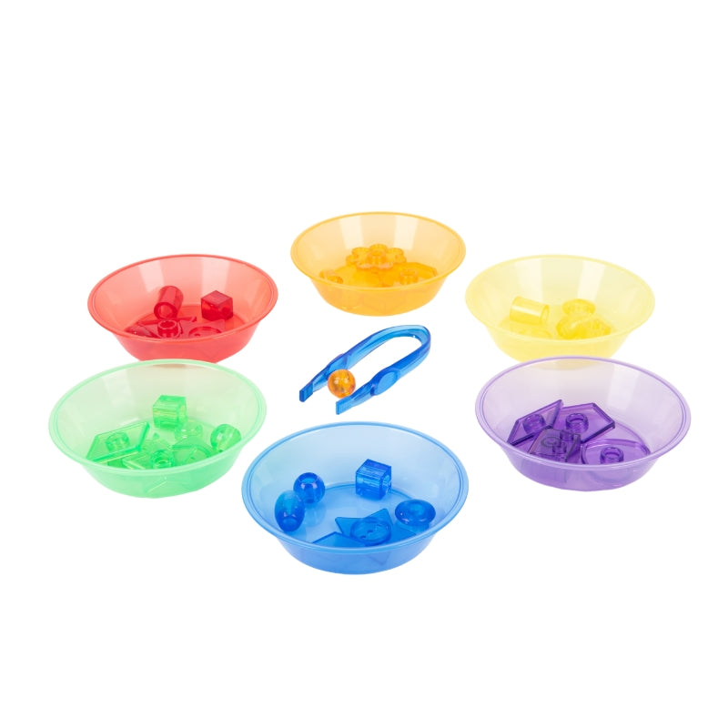 TickiT - 6 Gekleurde, doorzichtige sorteerkommen