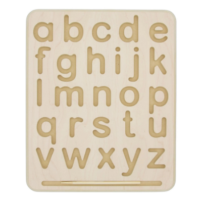 Montessori houten Alfabet traceerbord kleine letters met traceerpen