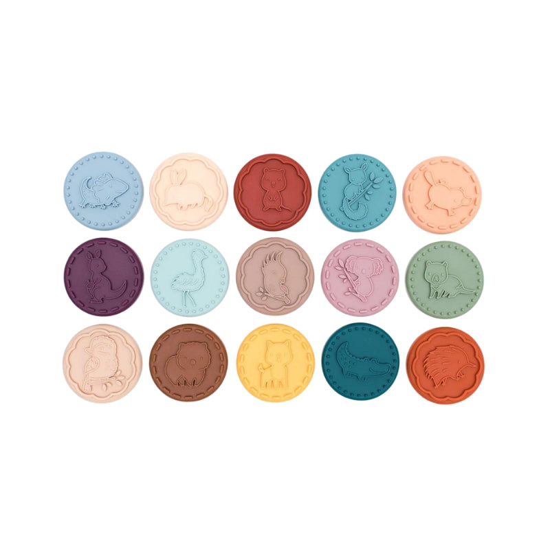 Stampies - Stempels Australische dieren- voor bij klei, verf of koekjes 15 stuks