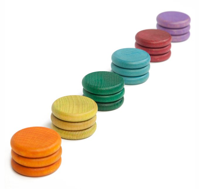 Grapat - 18 houten munten in 6 kleuren herfst - Grapat