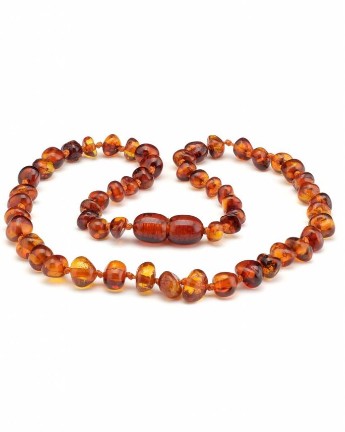 Barnsteen kinder kettinkje - cognac (38 cm)