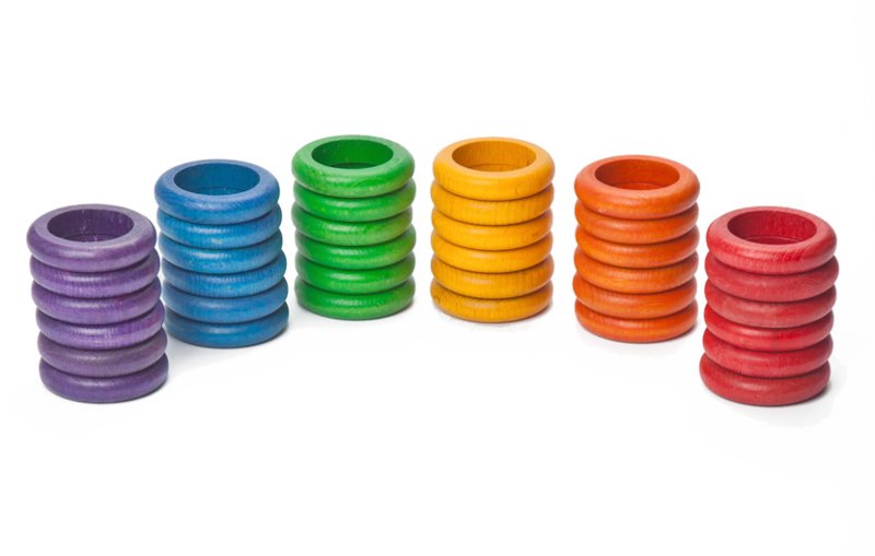 Grapat - 36 houten ringen regenboog - Grapat