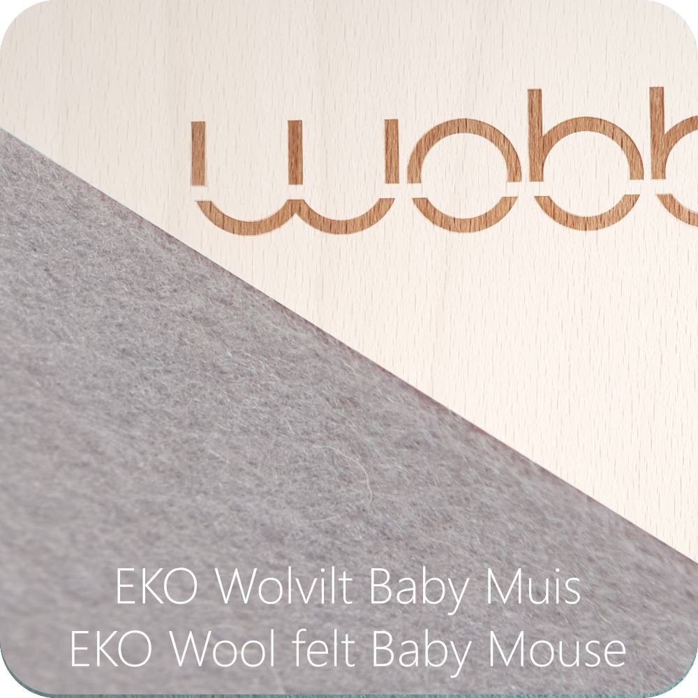 Wobbel Original - Blank gelakt met vilt - Baby Muis (lichtgrijs)