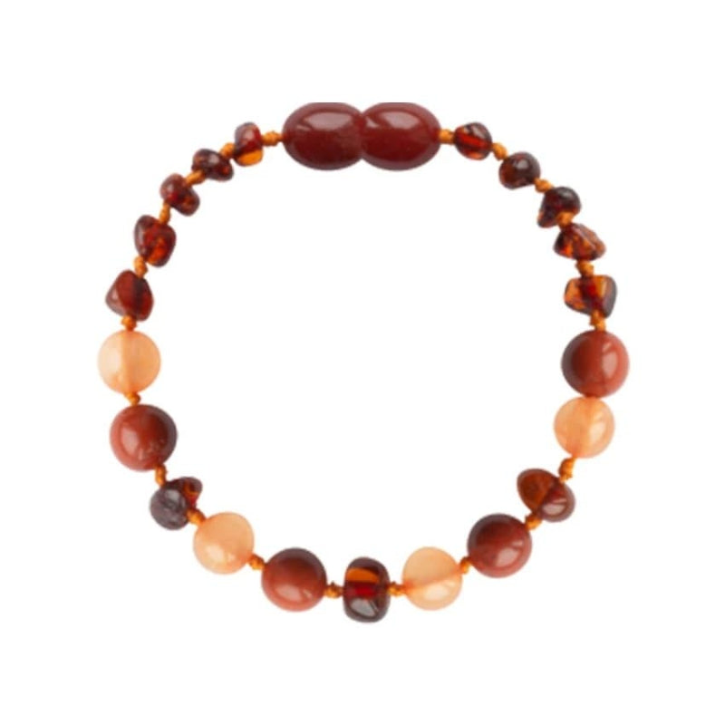 Barnsteen newborn armbandje - cognac - aventurine - jaspis (12 cm)