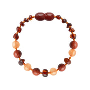 Barnsteen volwassenen armband - cognac - aventurine -jaspis (19 cm)