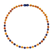 Barnsteen ketting volwassenen - cognac - lapis lazuli (45 cm)