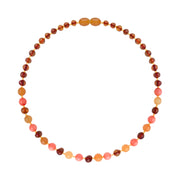 Barnsteen volwassenen armband - cognac/aventurine/coral (19 cm)