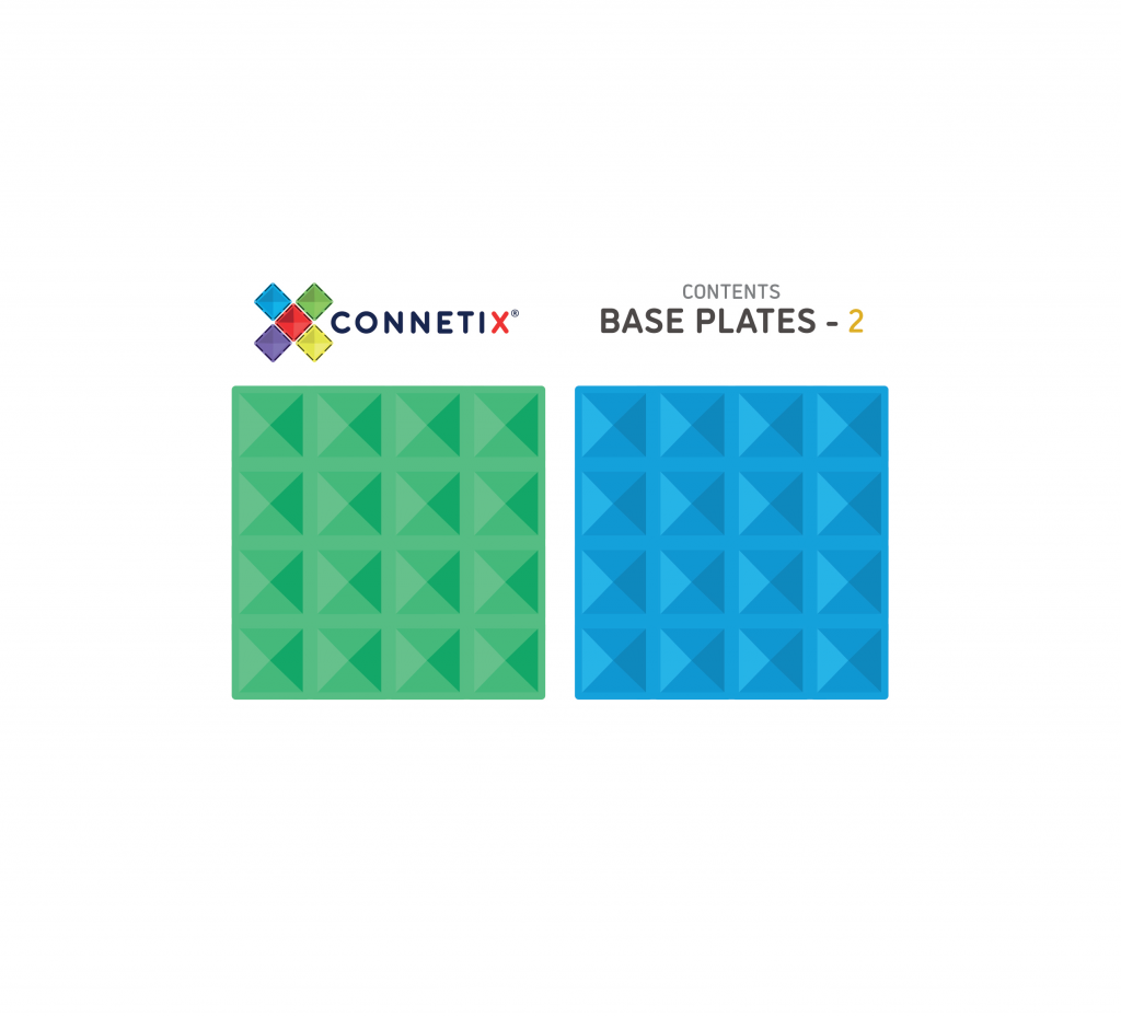 Connetix - 2 basisplaten 30 x 30 cm - magnetisch constructiespeelgoed