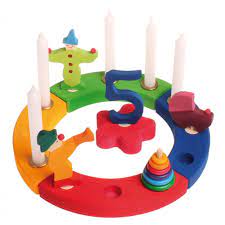 Grimm's - Regenboog Verjaardagsring Jaarring 12 gaten - 22cm