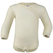 Engel Natur - wol-zijde lange mouw overslagromper - Naturel