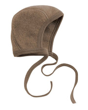 Engel Natur - 100% wol-fleece strikmutsje - Walnoot