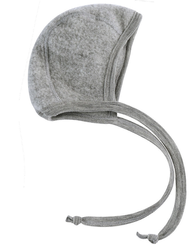 Engel Natur - 100% wol-fleece strikmutsje - Lichtgrijs