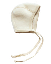 Engel Natur - 100% wol-fleece strikmutsje - Naturel