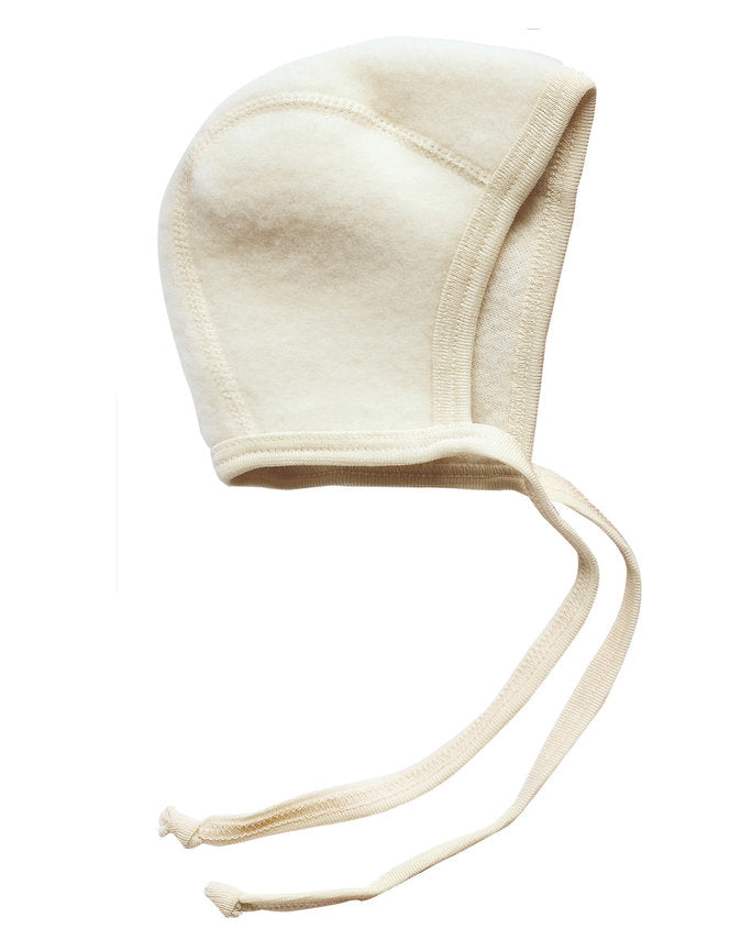 Engel Natur - 100% wol-fleece strikmutsje - Naturel