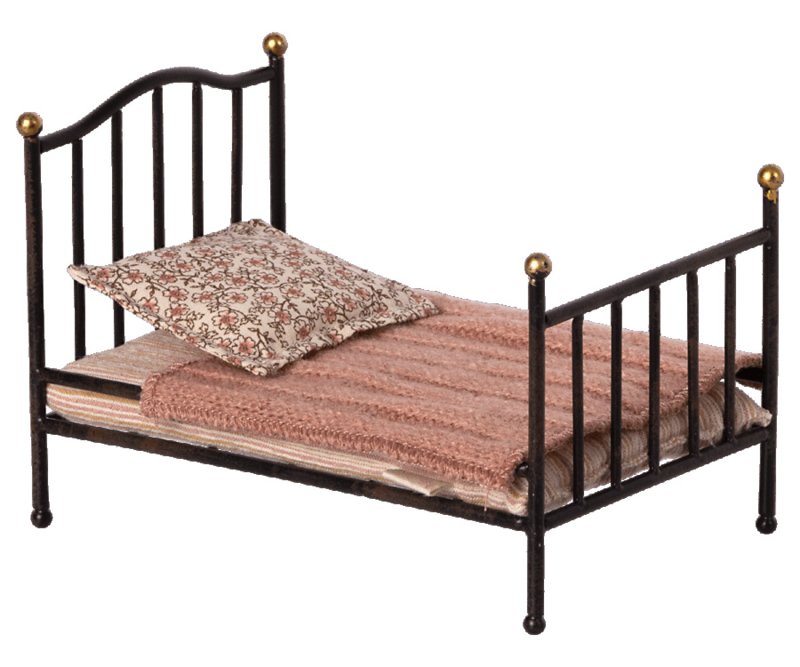 Maileg - Vintage bed antraciet (klein) voor bij poppenhuis