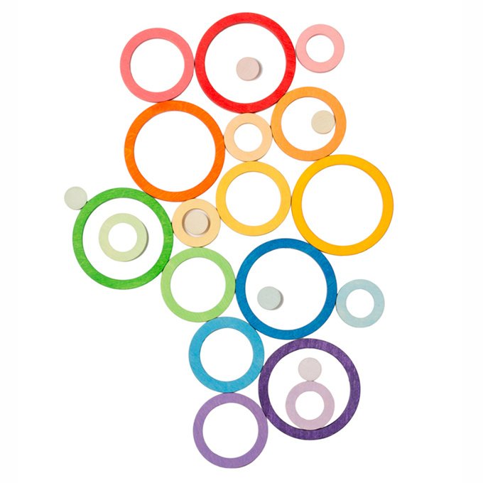 Grapat - 24 houten ringen regenboog - Grapat