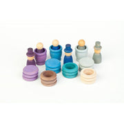 Grapat - Houten nins® poppetjes met ringen en schijfjes winter 27-delig - Grapat