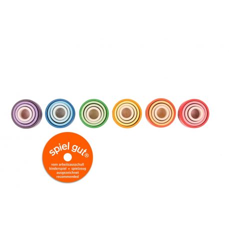 Grapat - 24 houten stapel bakjes regenboog - Grapat