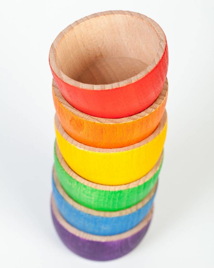 Grapat - Houten Bakjes - Regenboog 6 stuks