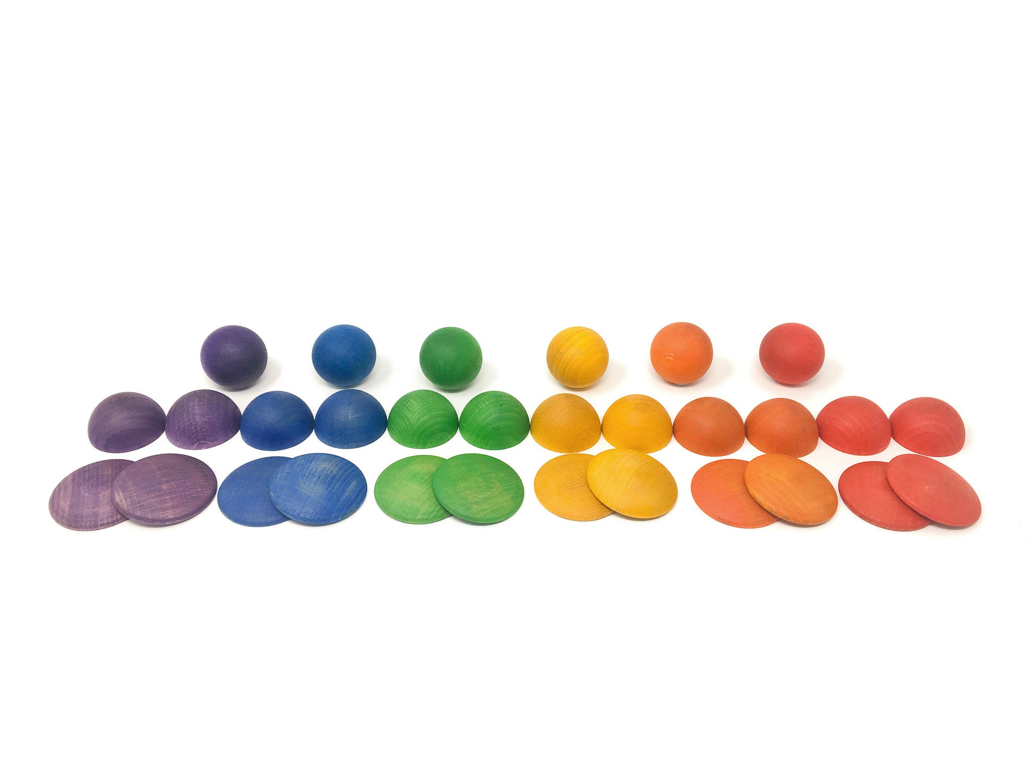 30-delig Houten Ronde vormen set regenboog - Grapat