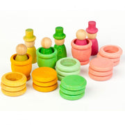 Grapat - houten nins® poppetjes met ringen en schijfjes - lente