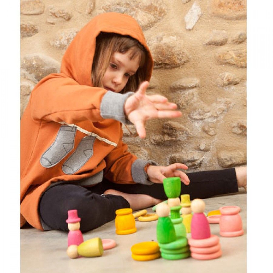 Grapat - houten nins® poppetjes met ringen en schijfjes - lente