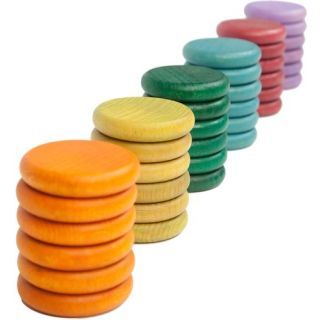 Grapat - 36 houten munten in 6 kleuren herfst - Grapat