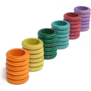 Grapat - 18 houten ringen in 6 kleuren herfst - Grapat