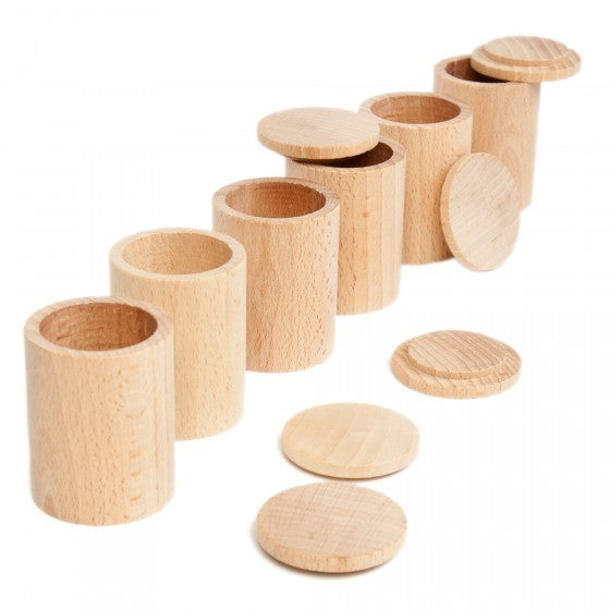 Grapat - 6 Houten Potjes met deksel naturel - Grapat