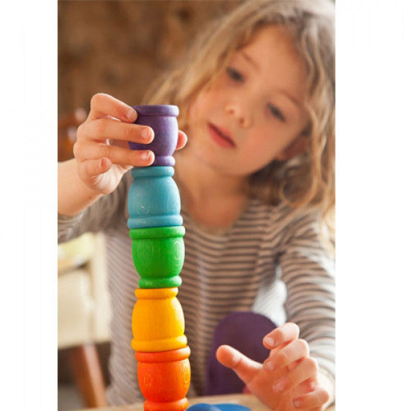 Grapat - 12 Houten Bakjes "mates" regenboog - Grapat