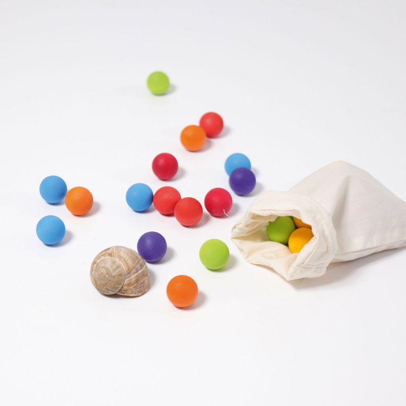 Grimm's - 35 houten knikkers (7 regenboogkleuren)