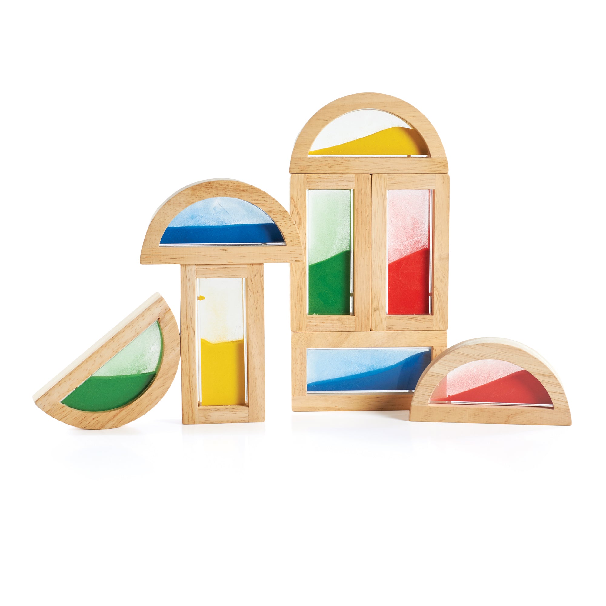 Guidecraft - 8 houten blokken gevuld met gekleurd zand