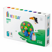 Hey Clay interactieve boetseerkleiset - 3 vogels - pinguin toekan en pauw (6 potjes)