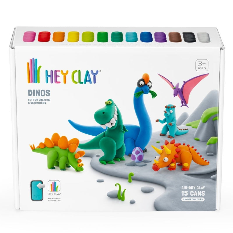 Hey Clay interactieve boetseerkleiset - 6 dino's (15 potjes)
