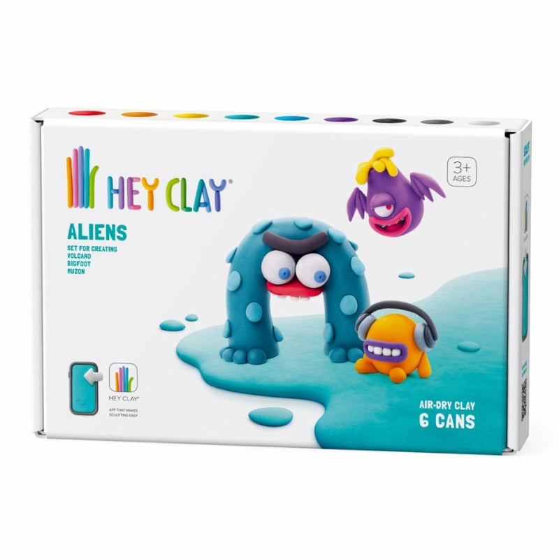 Hey Clay interactieve boetseerkleiset - 3 aliens - Volcano Bigfoot en Muzon (6 potjes)