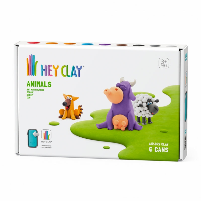 Hey Clay interactieve boetseerkleiset - boerderijdieren - hond schaap en koe