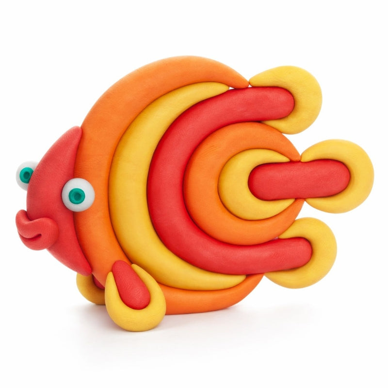 Hey Clay interactieve boetseerkleiset - 3 oceaandieren - discusvis clownvis en aal (6 potjes)