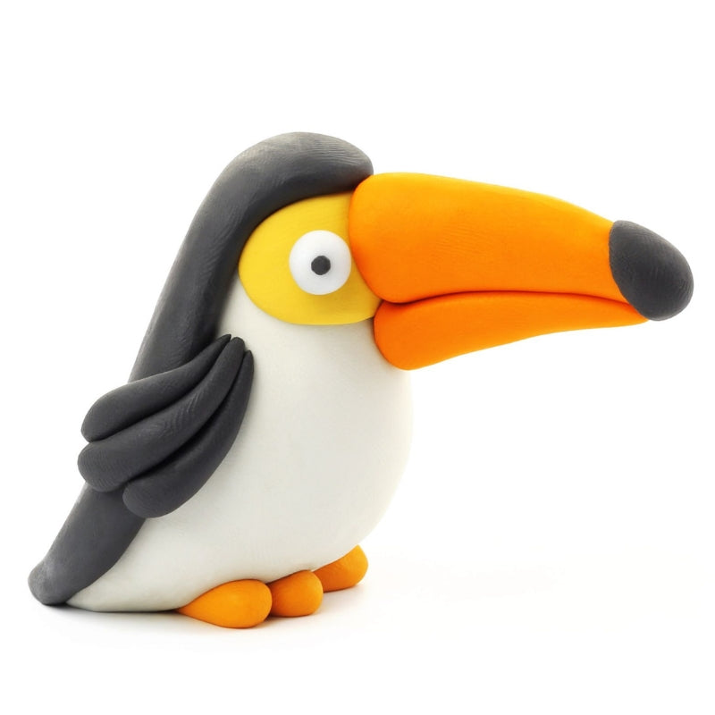 Hey Clay interactieve boetseerkleiset - 3 vogels - pinguin toekan en pauw (6 potjes)